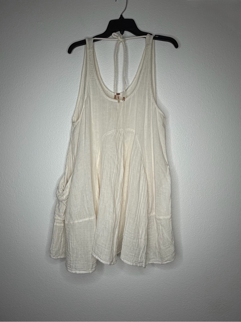 Free People Cream cotton tunic dress Tie-Back Flowy - size S
